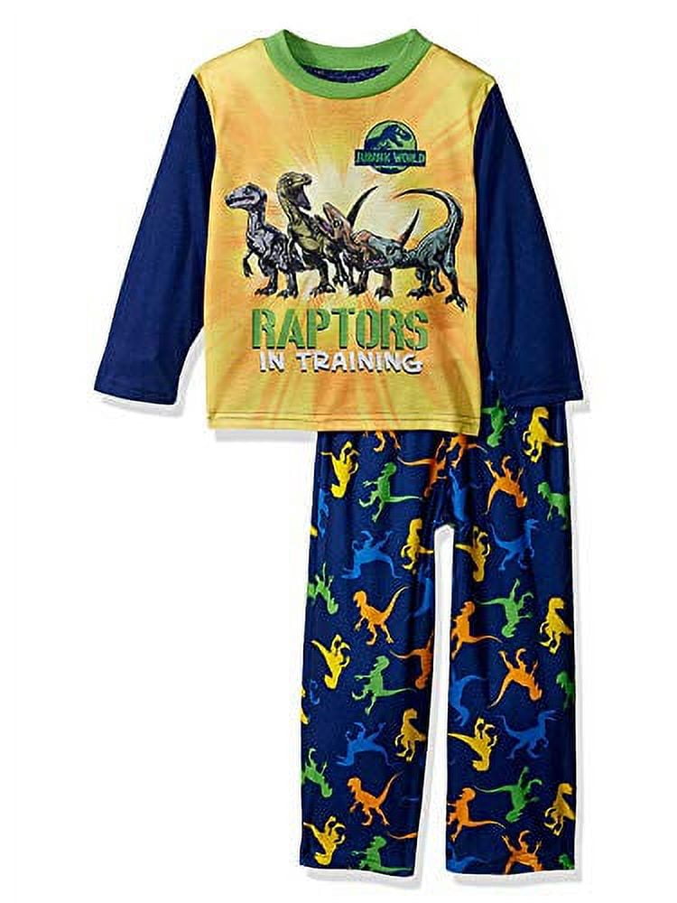 Jurassic World Raptor Dinosaur Toddler Boys Pajamas Set (3T, Navy