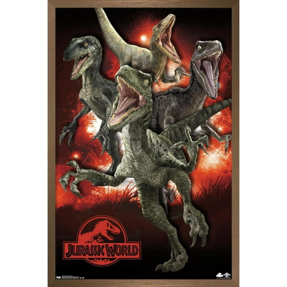 Jurassic World - Raptors Wall Poster, 14.725" x 22.375", Framed