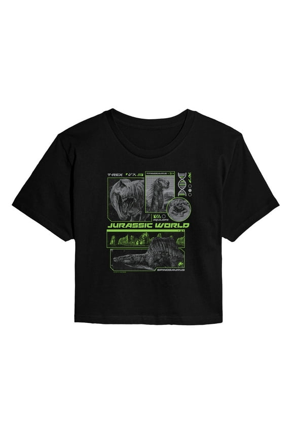 - Dinosaur DNA Digital - Juniors Cropped Short Sleeve Graphic T-Shirt