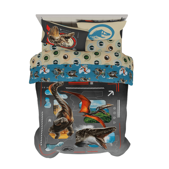 Jurassic World Rebirth Kids Bedding Super Soft Cozy Microfiber Comforter and Sheet Set, Full Size 5 Piece, Officially Licensed Product by Franco