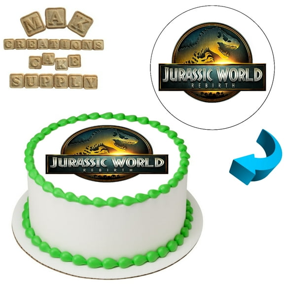 Jurassic World Rebirth Logo 8" Round Edible Cake Topper ~ Can be used on 8", 9" or 10" Cakes