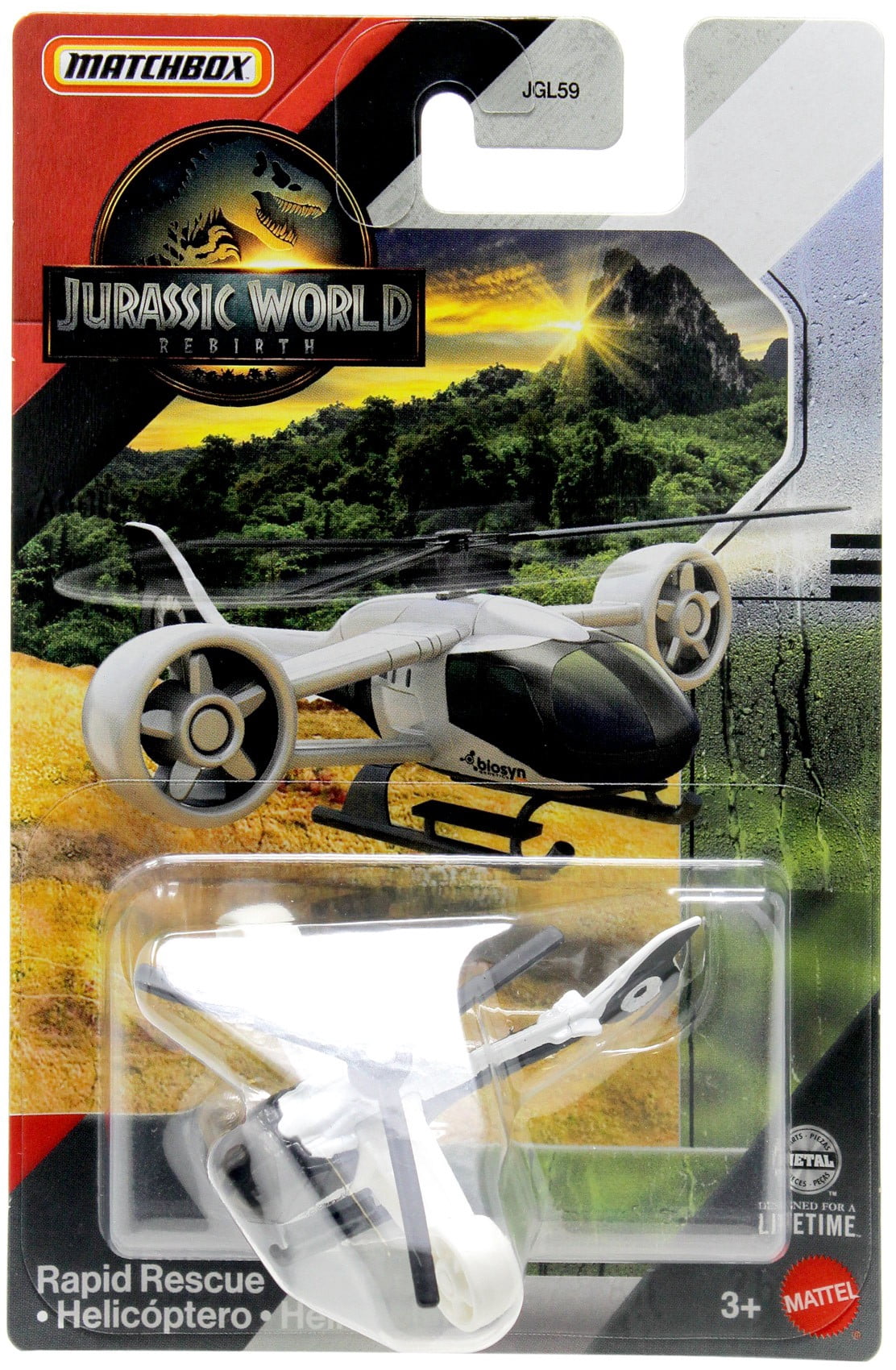 Jurassic World Rebirth Matchbox Rapid Rescue Copter Die Cast