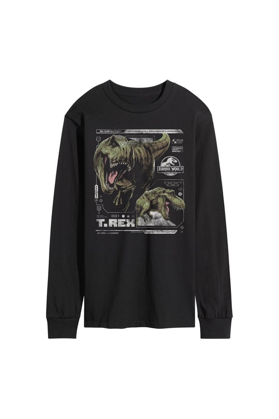 - T-Rex Digital Profile - Men's Long Sleeve Graphic T-Shirt