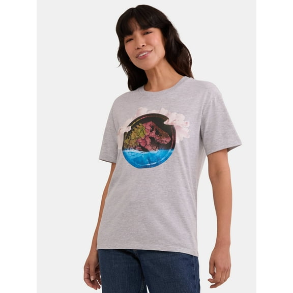 Jurassic World Rebirth Women's Graphic Tee with Short Sleeves, Sizes XXS-XXL