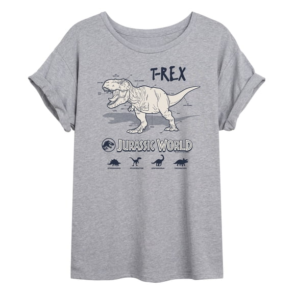Jurassic World - Rex Info - Juniors Oversized Graphic T-Shirt