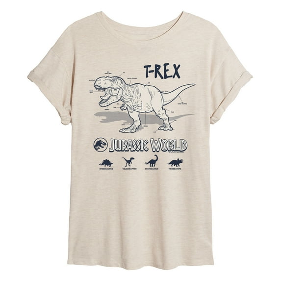 Jurassic World - Rex Info - Juniors Oversized Graphic T-Shirt