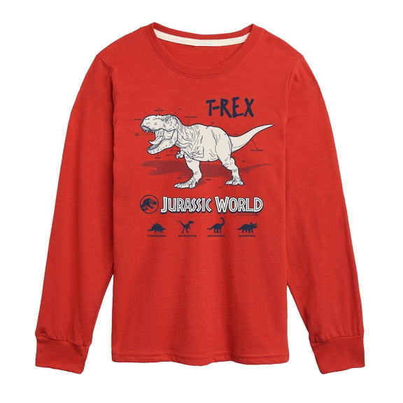 Jurassic World - Rex Info - Youth Boys Long Sleeve Graphic T-Shirt