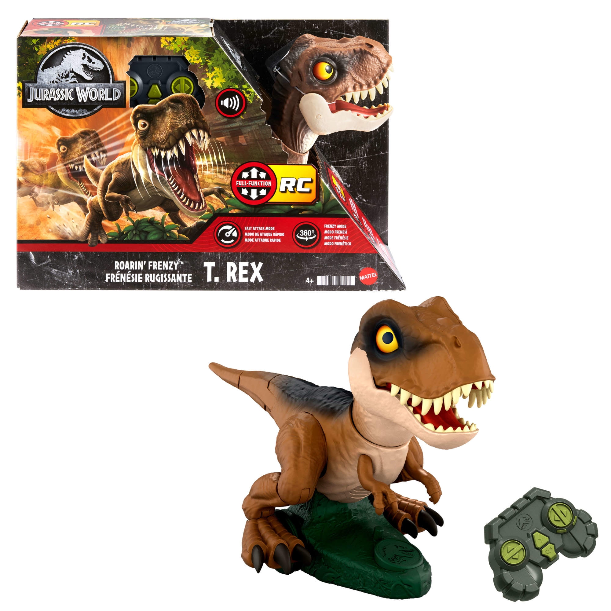 Jurassic World Roarin Frenzy T Rex RC Toy, Motorized Remote Control Tyrannosaurus Rex Dinosaur