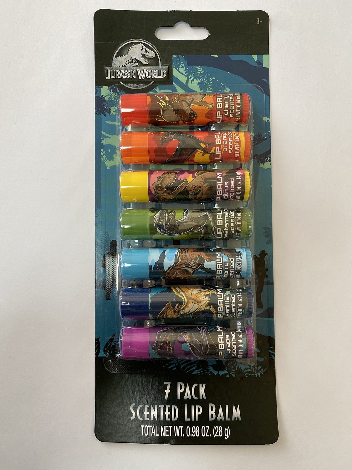 Jurassic World Scented Lip Balms, 7 Pack, Multiple Flavors