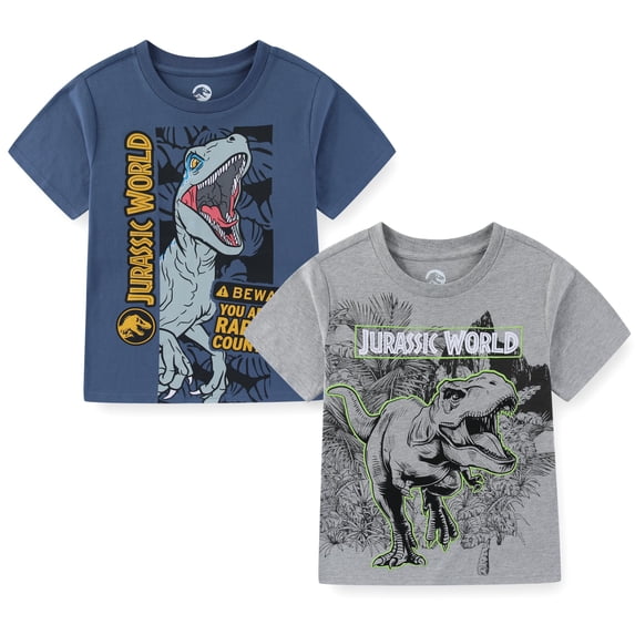 Jurassic World Short Sleeve T-Shirt (Boys), 2 Pack, Sizes 6-12