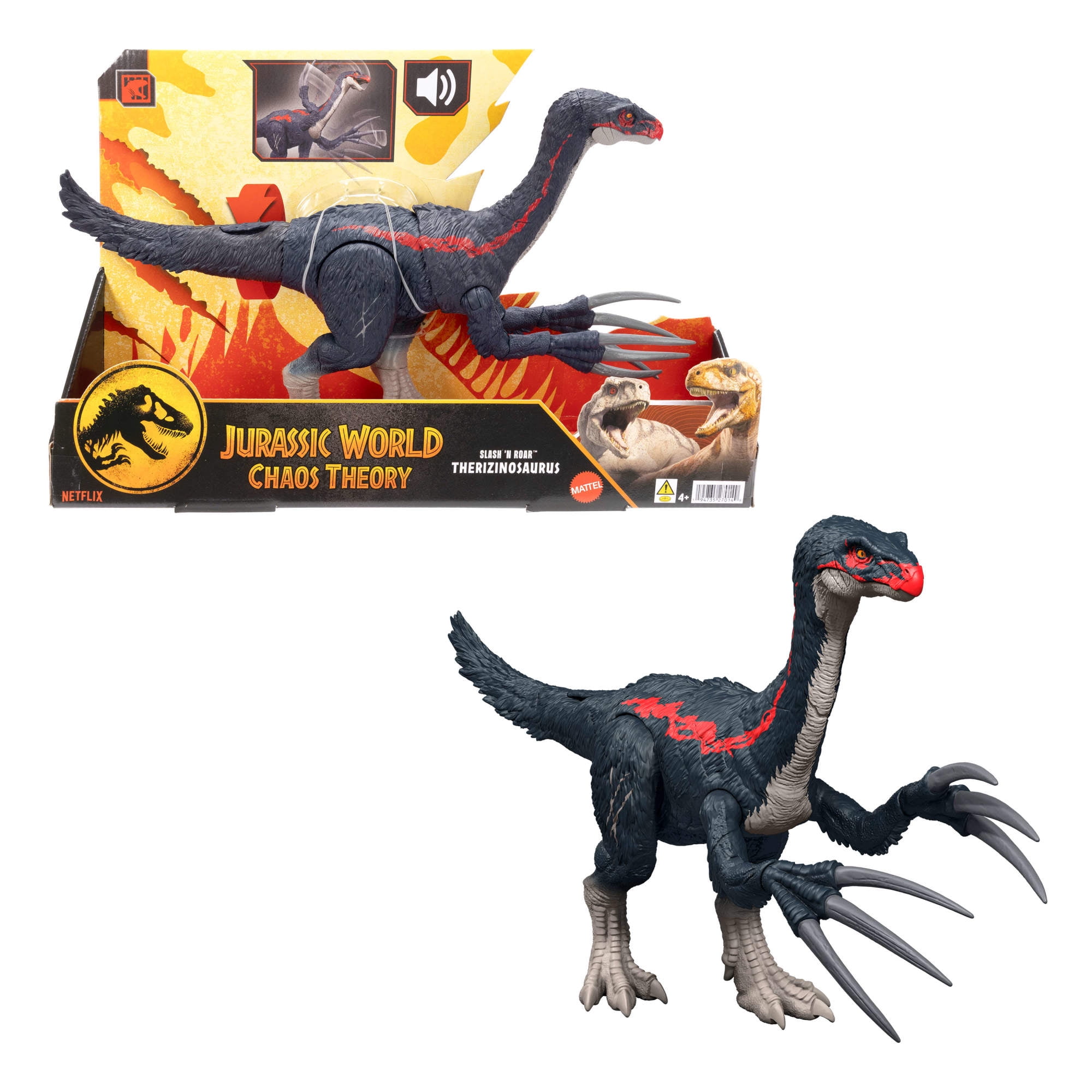 Jurassic World Slash N Roar Therizinosaurus Dinosaur Figure, Attack \u0026 Sound Toy, Chaos Theory