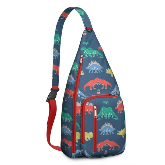 Jurassic World Sling Tote - Dinosaur Print Bag, Multi-Compartment Thermal Cooler for Work & Beach Outings