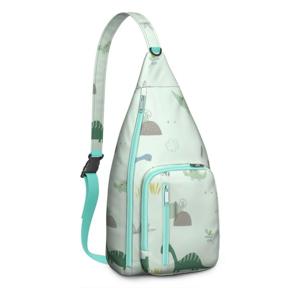 Jurassic World Sling Tote - Dinosaur Print Bag, Multi-Compartment Thermal Cooler for Work & Beach Outings