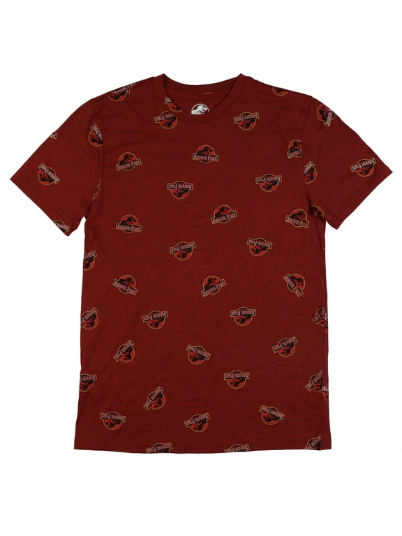 Jurassic World T-Shirt Men's Jurassic Park T-Rex Logo AOP Short Sleeve Tee