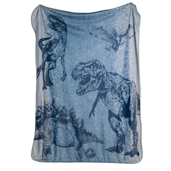 Jurassic World Throw Blanket, Plush with Sherpa Reverse, 46x60