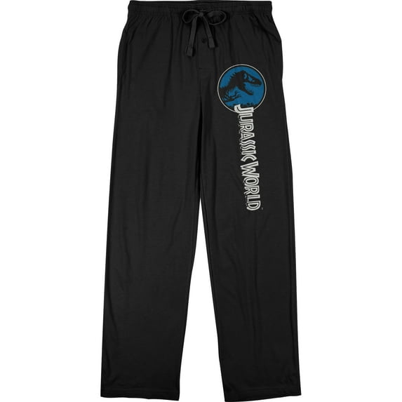 Jurassic World Title Logo Men's Black Graphic Sleep Pajama Pants-3X-Large