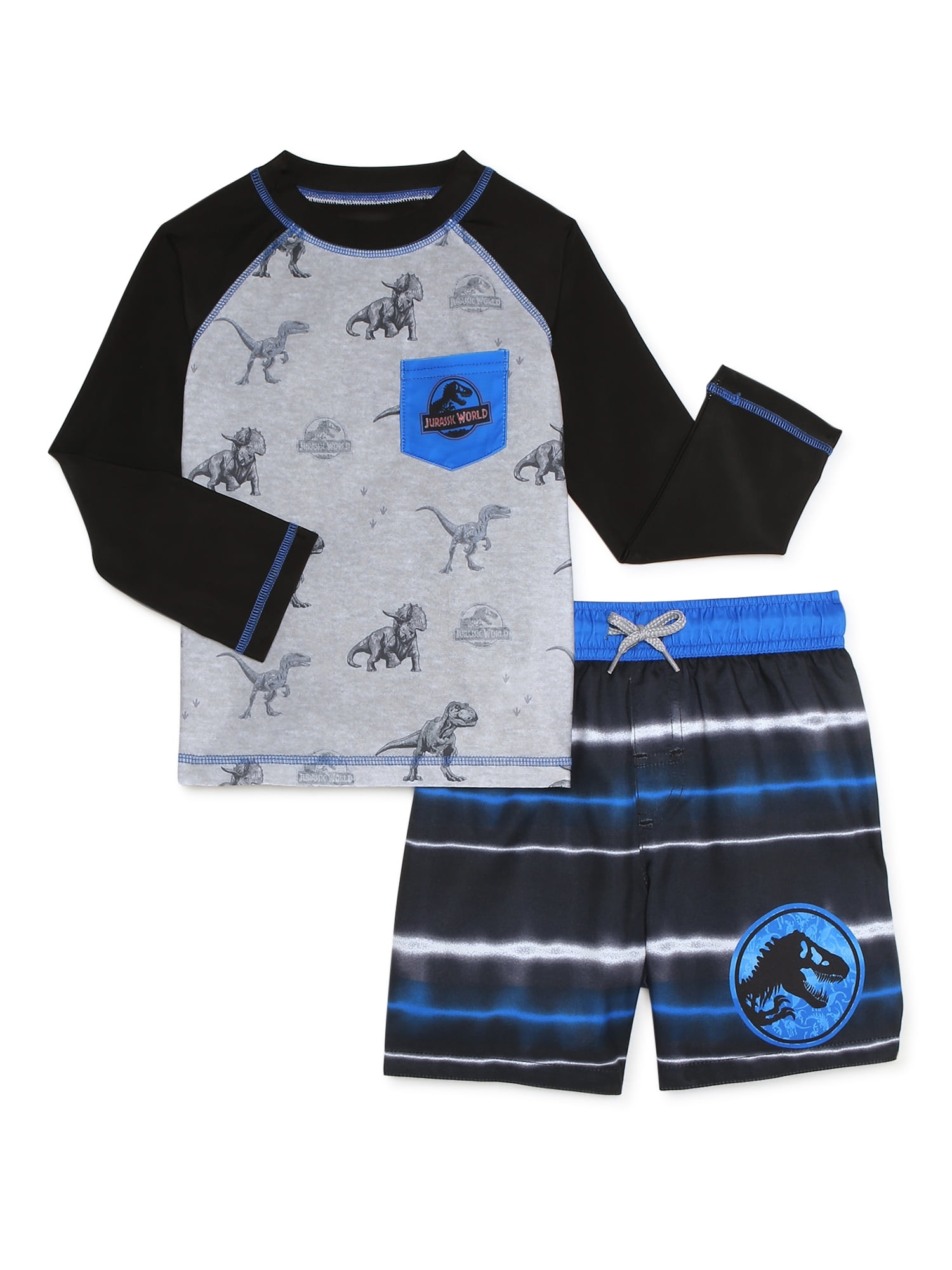 Jurassic World Toddler Boy Rash Guard Swim Set, 2Piece, Sizes 12M5T