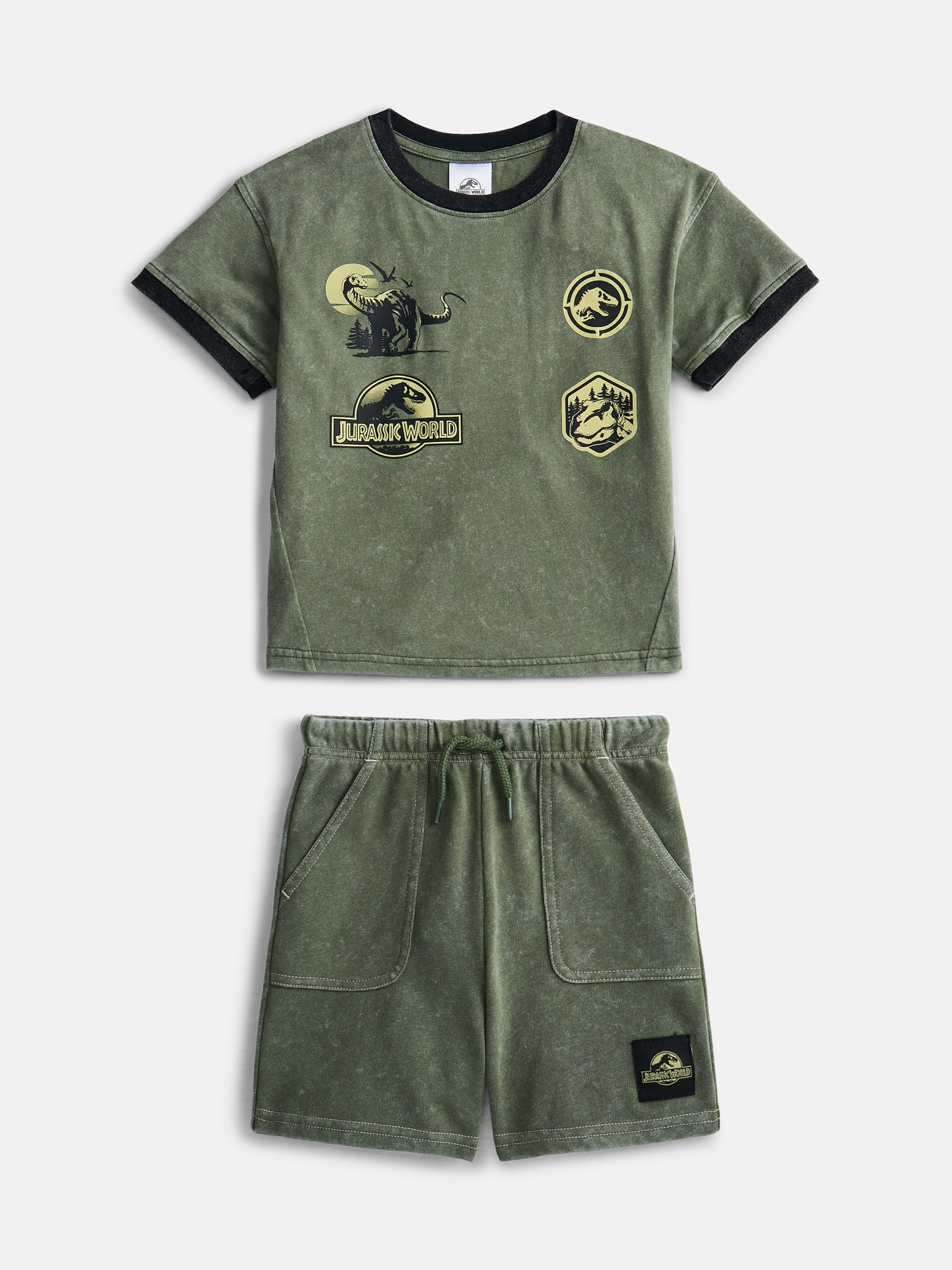 Jurassic World Toddler Boys Short Sleeve Graphic Tee and Matching Shorts Outfit Set, 2-Piece, Sizes 12M-5T