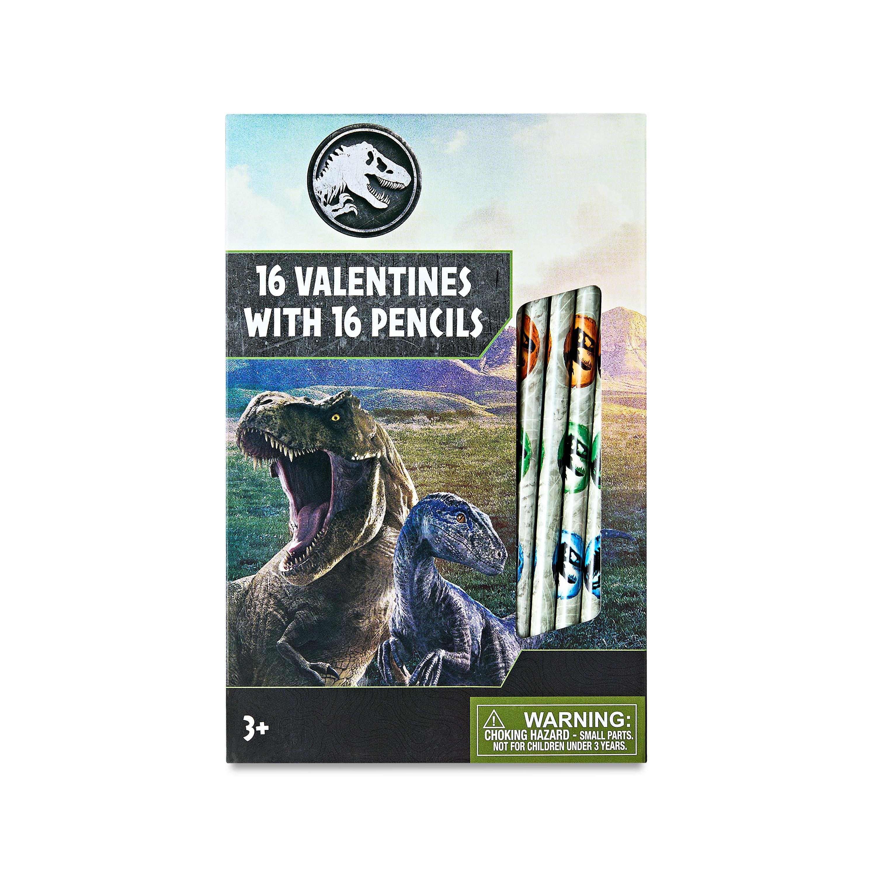 Jurassic World Valentine Exchange Cards, Multi-Color, Paper, Pencils, 16 Count