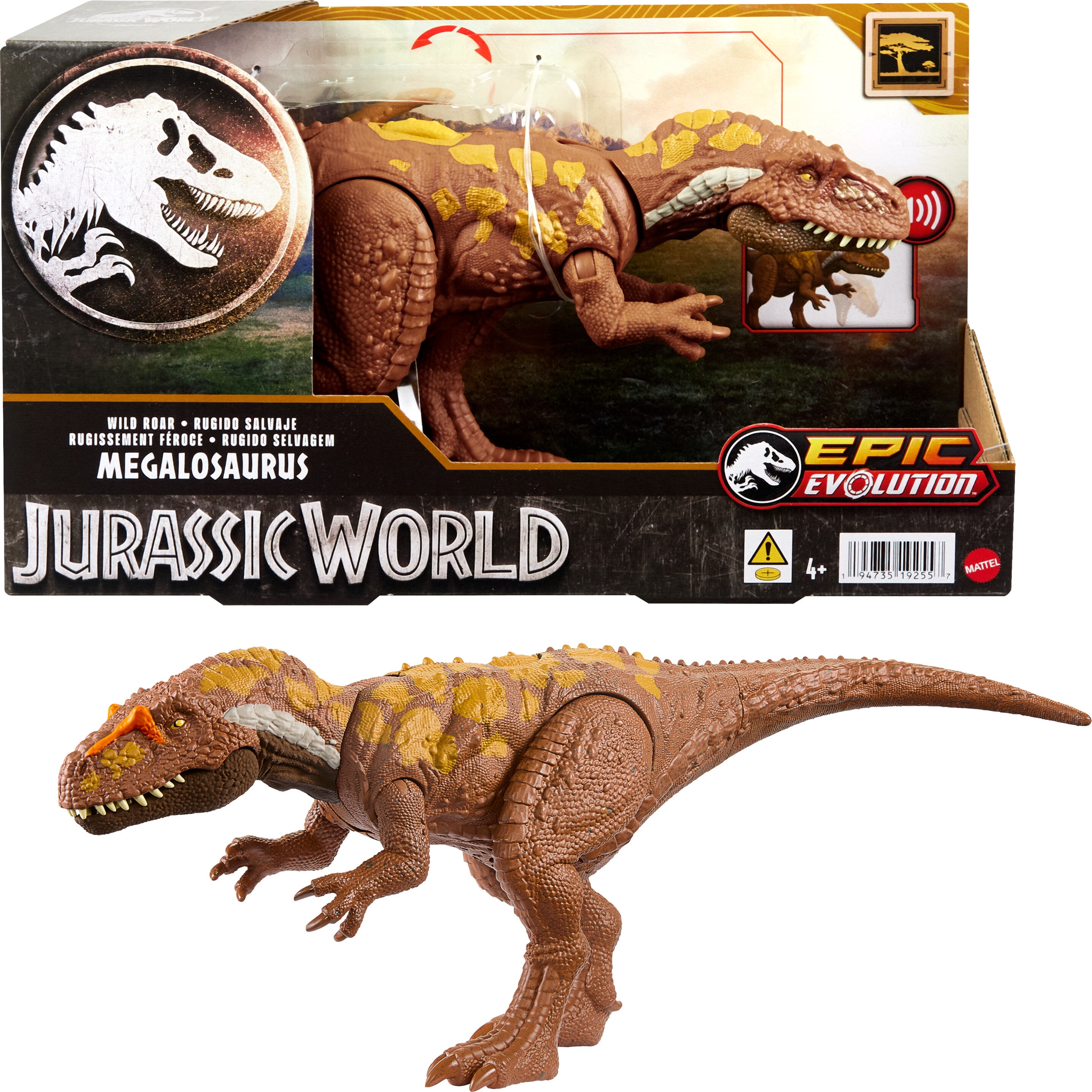 Jurassic World Wild Roar Dinosaur Megalosaurus Action Figure Toy with Sound