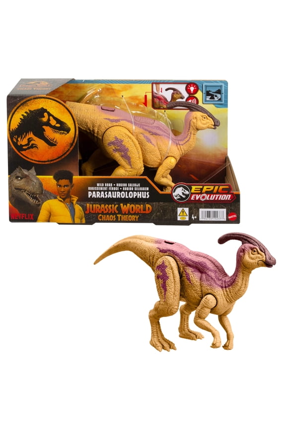 Wild Roar Parasaurolophus Dinosaur Action Figure Toy, Glow Effect Lights & Sounds