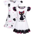 thumbnail image 1 of Jurebecia 2Pcs Girls Nightgowns cats Pajamas Toddler Nightgown Sleepwear Flutter Short Sleeves Night Gowns for Kids 11-12 Years 150 CM, 1 of 8