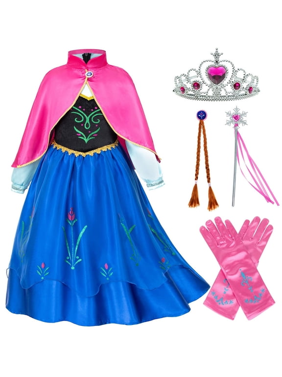 Princess Dress Snow Queen Costume for Girls Birthday Party Halloween Christmas Cosplay Outfit Toddler Kids 120 cm 5-6 Years