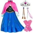 thumbnail image 1 of Jurebecia Princess Dress Snow Queen Costume for Girls Birthday Party Halloween Christmas Cosplay Outfit Toddler Kids 120 cm 5-6 Years, 1 of 14