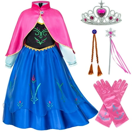 Jurebecia Princess Dress Snow Queen Costume for Girls Birthday Party Halloween Christmas Cosplay Outfit Toddler Kids 120 cm 5-6 Years