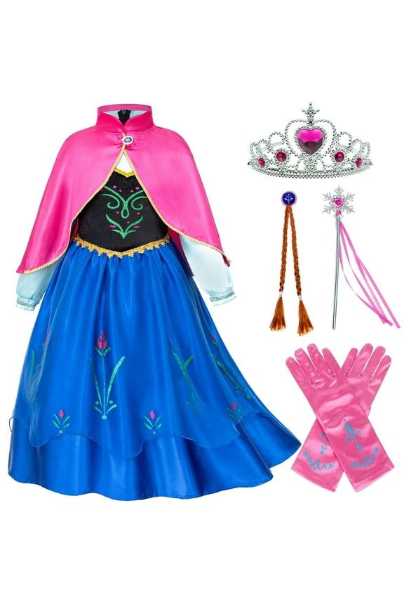 Princess Dress Snow Queen Costume for Girls Birthday Party Halloween Christmas Cosplay Outfit Toddler Kids 120 cm 5-6 Years