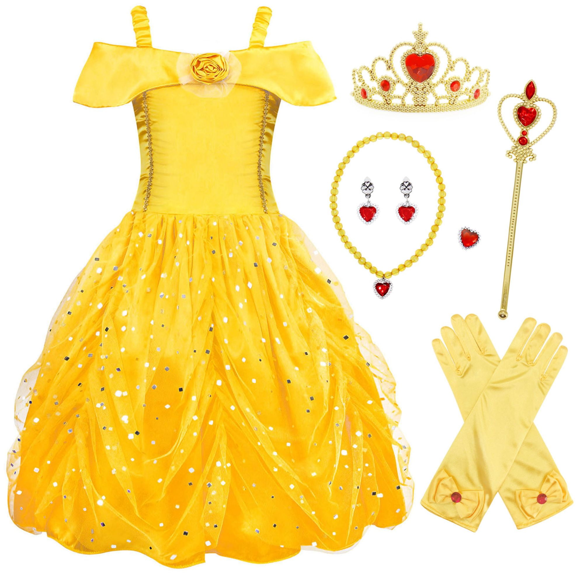 Yellow Princess Costume Frock Dress For Girls