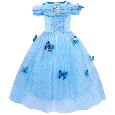 Jurebecia Princess Dress for Girls Kids Halloween Dresses up Butterfly Toddler Birthday Cosplay Party Costume 100 cm 2-3 Years