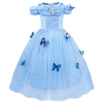 Jurebecia Cinderella Dress for Girls Kids Princess Dresses up Butterfly Toddler Birthday Cosplay Party Costume 110 CM 3-4 Years