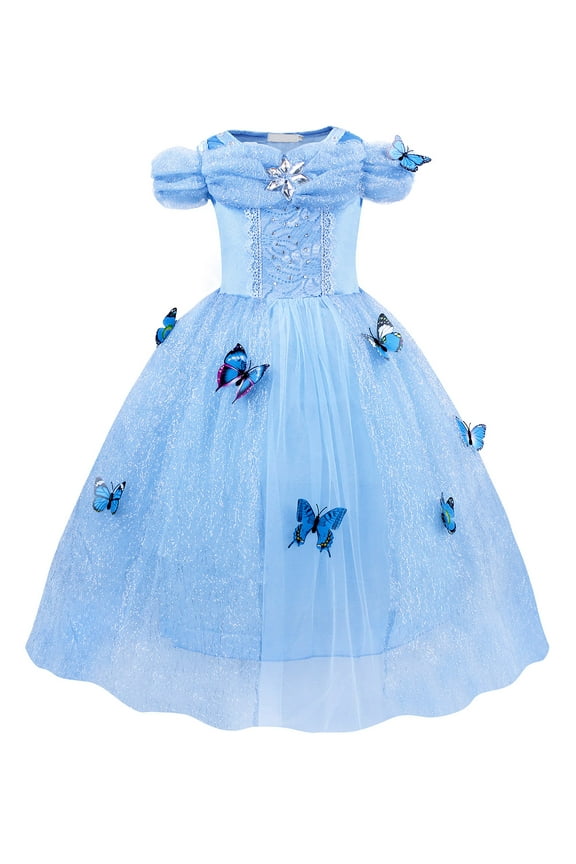 Princess Dress for Girls Kids Halloween Dresses up Butterfly Toddler Birthday Cosplay Party Costume 120 cm 5-6 Years