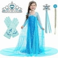 thumbnail image 1 of Jurebecia Girls Snow Queen Dress Princess Dresses Shimmering Sequin Mesh Cape & Costume-up Accessories for Cosplay Halloween 10 (9-10Years), 1 of 17