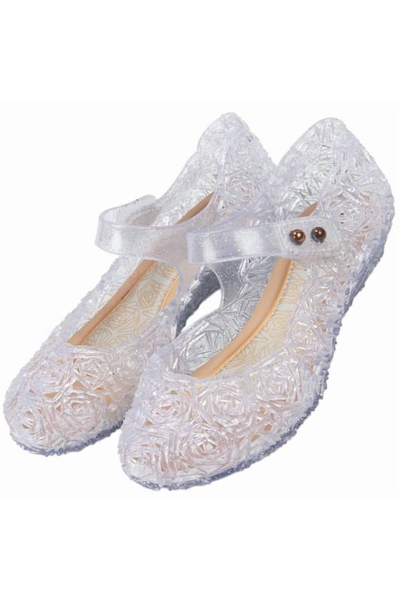 Princess Shoes for Girls Frozen Sparkly Blue Glitter Dress up Jelly Shoes Toddler & Little Kid Non-Slip Soft Sole Sizes 13 Little kid