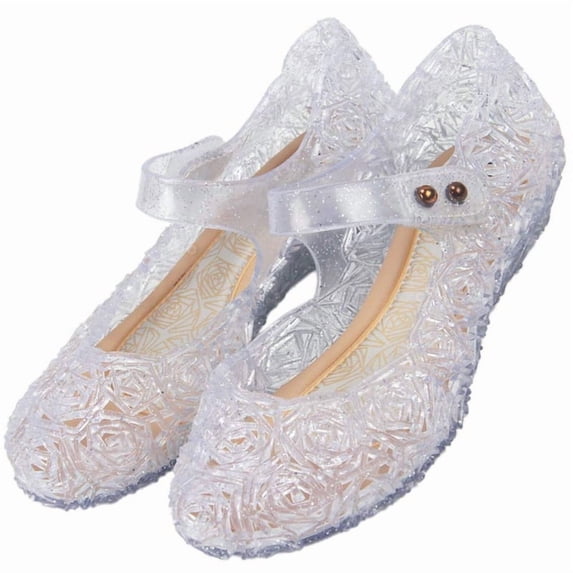 Jurebecia Princess Shoes for Girls Sparkly Blue Glitter Dress up Jelly Shoes Toddler & Little Kid Non-Slip Soft Sole Sizes 9 Toddler