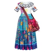 Jurebecia Encanto Dress for Girls Mirabel Costume Princess Dressees Cosplay Print Skirt Suit for Child