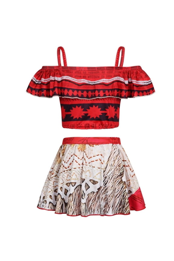 Girls Bikinis Swimsuits mohana Two Piece Swimwear Adventure Outfit Toddle Kids Ruffles Bathing Suit Role Play Bathing Suit 130 cm 7-8 Years