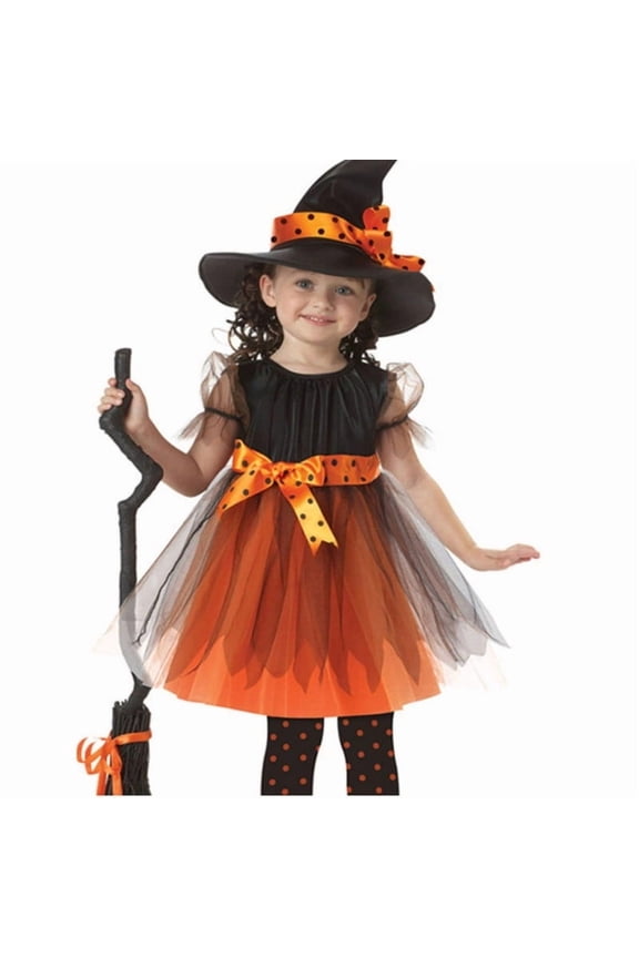 Girls Halloween Witch Costume Dress up Set with Hat Toddler Kids Fancy Witch Outfit for Party Cosplay 3T,2-3 Years
