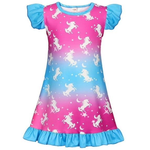 Jurebecia Girls Nightgowns Unicorn Nightgown Princess Pajama Dresses for Girls Sleepwear Night Kids Toddler Soft Nightgown 150 cm 9-10 Years