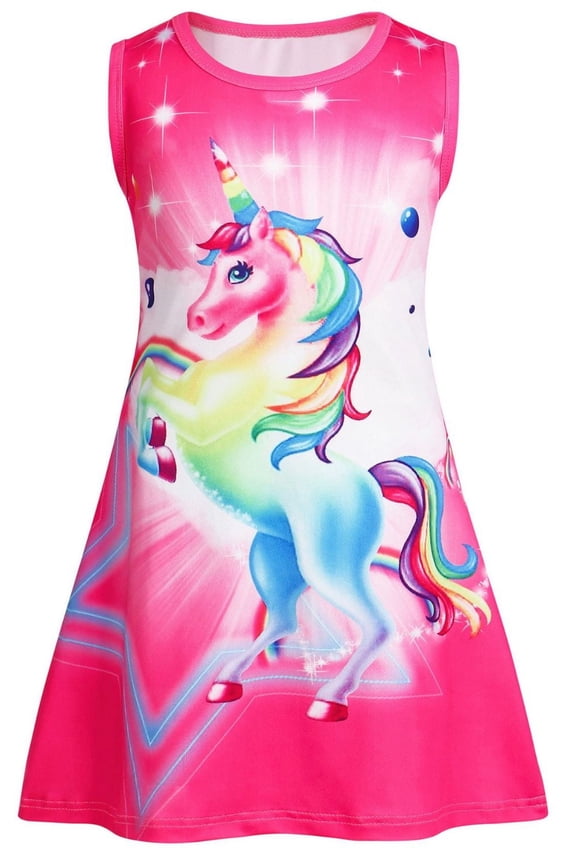 Girls Nightgowns Unicorn Pajamas for girl Sleeveless Sleepwear Toddler Nightgown Night Sleep Dress Clothes Soft Nightgown 130 cm 6-7 Years