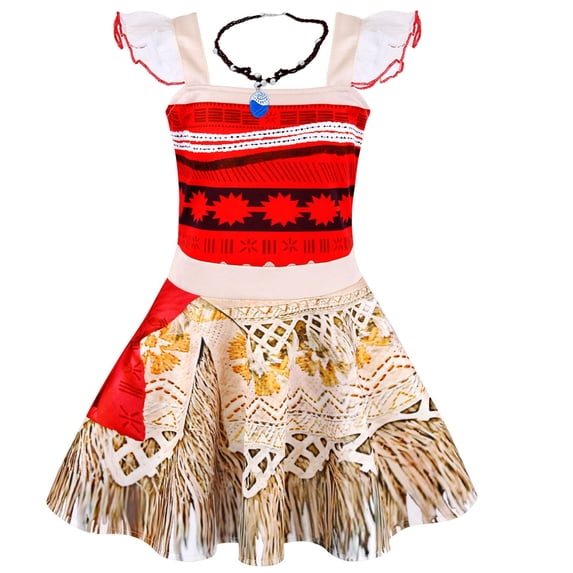 Jurebecia Princess Dress Ocean Adventure Cosplay Costume Fancy Princess Dress Halloween Christmas Outfits with Accessories Red/White 90 cm 1-2 Years