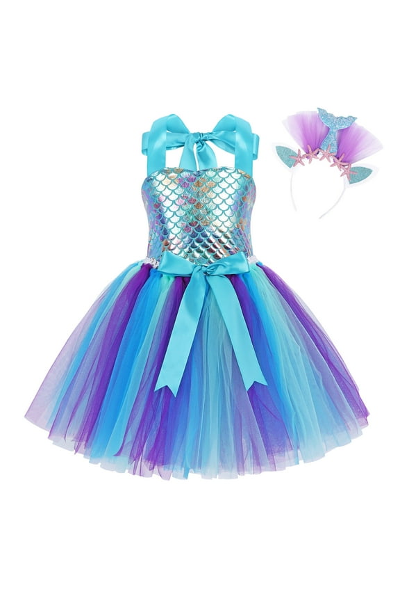 Girls Princess Costumel Halloween Dress for Christmas, Birthday with Accessories, Ages 6-7, Multicolor)