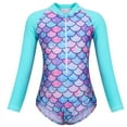 thumbnail image 1 of Jurebecia Girls One Piece Swimsuits Long Sleeve Swimwear UPF 50 Sun Protection with Mermaid Scales Swimsuits Child 130 cm 7-8 Years, 1 of 9