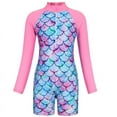 thumbnail image 1 of Jurebecia Girls Swimming One Piece Swimsuits for Toddler Long Sleeve Mermaid Scales Swimwear UPF 50 Sun Protection with Zipper 130 cm 7-8 Years, 1 of 13