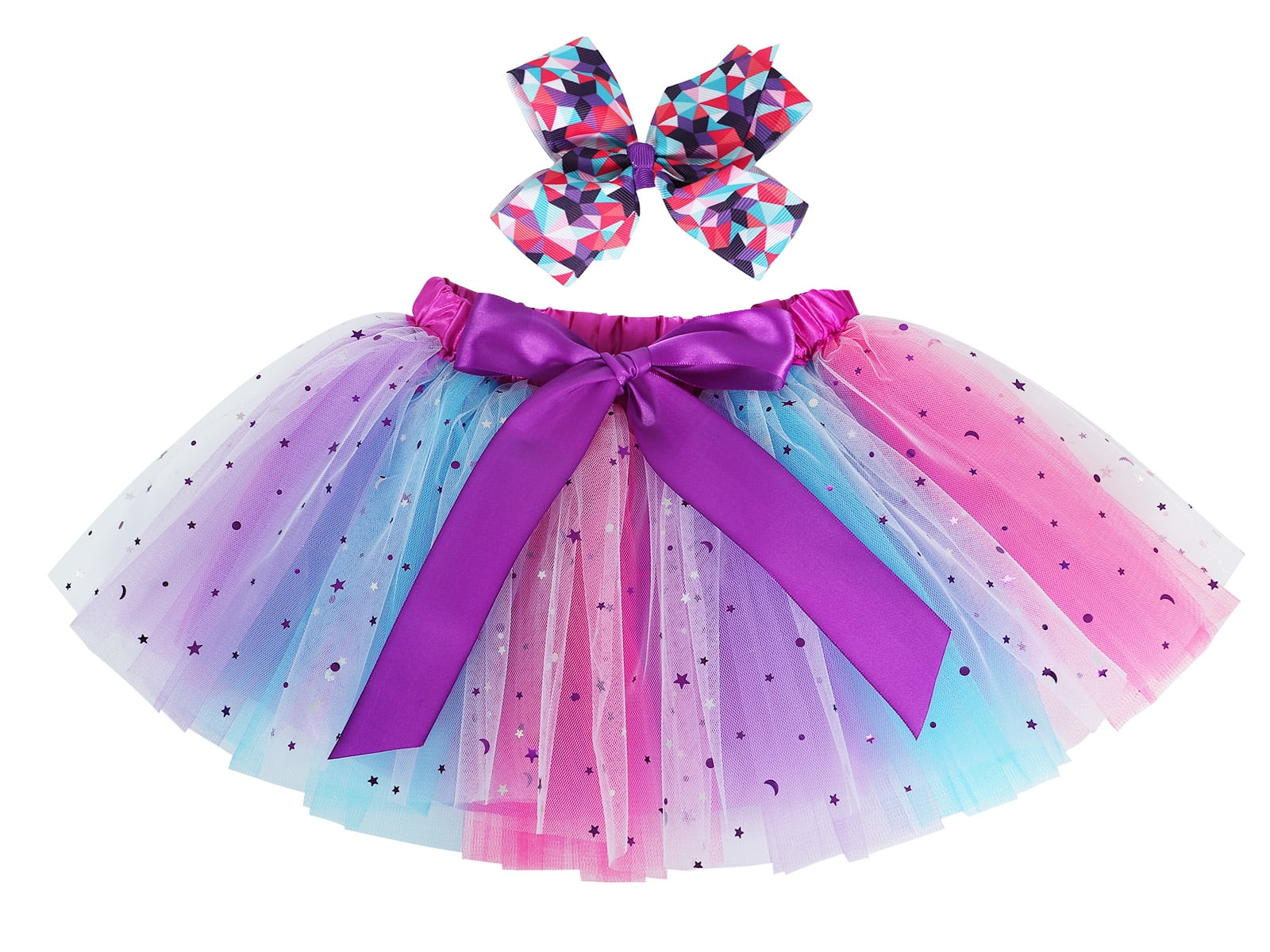 Jurebecia Girls Tutu Tulle Rainbow Ballet Skirt Dress Birthday Dance