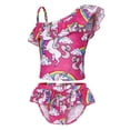 thumbnail image 1 of Jurebecia Infant Unicorn Baby Girls Two Piece Floral Print Swimsuits Toddler One Shoulder Ruffle Tankini Bathing Suit, 1 of 8