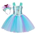 thumbnail image 1 of Jurebecia Princess Costume for Little Girls Tulle Halloween Dresses Sleeveless Tutu Skirt Birthday Halloween Cosplay With Headgear 10-12 Years, 1 of 9