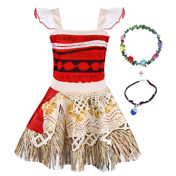 Jurebecia Princess Dress for Little Girls Fancy Costume for Kids Cosplay Halloween Christmas Outfits with Accessories Red/White 2-3 Years